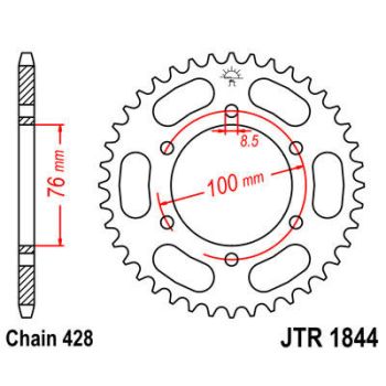 SPROCKET REAR 428 44T