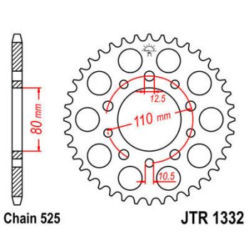 SPROCKET REAR 45T 525 BLK