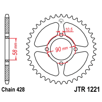 SPROCKET REAR 45T 428