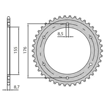 REAR SPROCKET 530 44T ERG