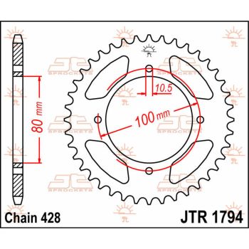 Tagumine hammasratas JT 45T 428