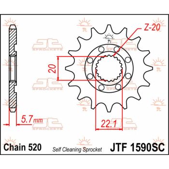 Esimene hammasratas (veohammasratas) JT 13T 520 SC Isepuhastuv