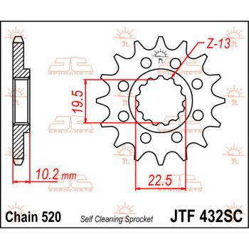 Esimene hammasratas (veohammasratas) JT 13T 520 SC Isepuhastuv