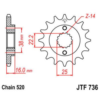 SPROCKET FRONT 520 16t