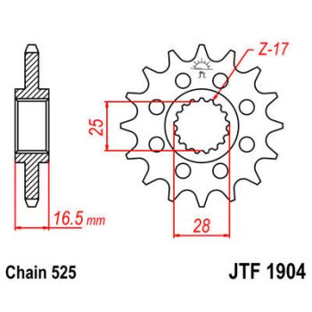 SPROCKET FRONT 17T 525 RU