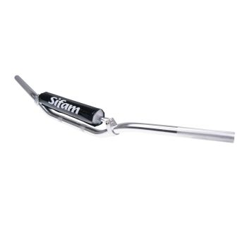 MX handlebar with cross brace and pad anodized aluminum silver - 22mm