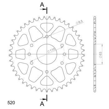 Supersprox Alu Rear sprocket KTM Duke 125 14-18 Oranssi