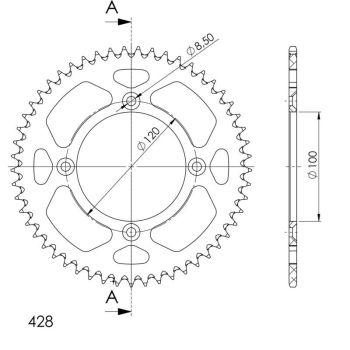 Supersprox Alu Rear sprocket SU/YA RM80/85/YZ80/85 Blue  52
