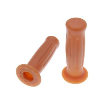 handlebar rubber grip set Domino 3394 on-road / Scooter retro light brown