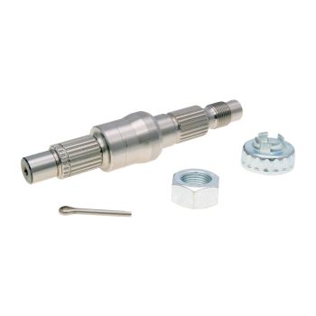 ülekande väljundvõll 143mm koos mutri, kroonmutri, splindiga Piaggio, Vespa 125, 150cc 2-taktiline (-1999) jaoks