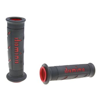 handlebar grip set Domino A250 on-road black / red open end grips