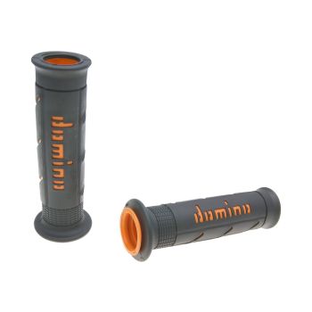 handlebar grip set Domino A250 on-road black / orange open end grips