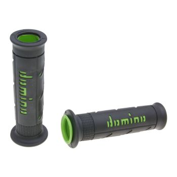 handlebar grip set Domino A250 on-road black / green open end grips