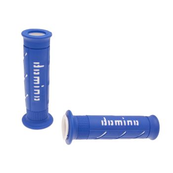 handlebar grip set Domino A250 on-road blue / white open end grips