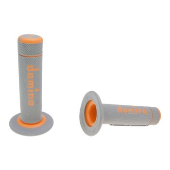 handlebar grip set Domino A020 off-road half waffle grey / orange