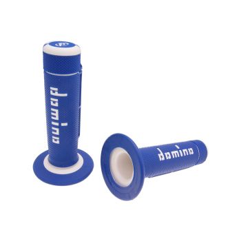 handlebar grip set Domino A020 off-road half waffle blue / white