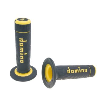 handlebar grip set Domino A020 off-road half waffle black / yellow