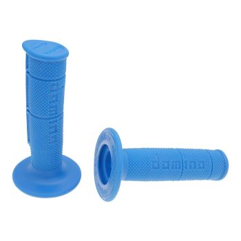 handlebar rubber grip set Domino 1150 off-road half waffle blue