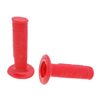 handlebar rubber grip set Domino 1150 off-road half waffle red