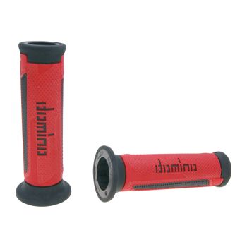 handlebar grip set Domino A350 on-road red / black open end grips