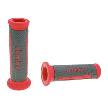 handlebar grip set Domino A350 on-road anthracite grey / red open end grips