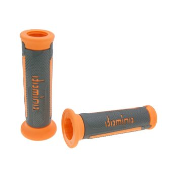handlebar grip set Domino A350 on-road anthracite grey / orange open end grips