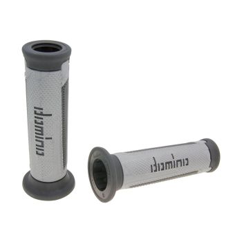 handlebar grip set Domino A350 on-road silver-grey / anthracite open end grips