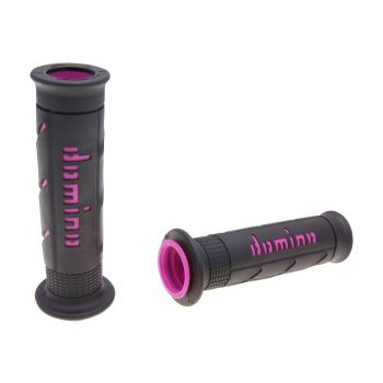 handlebar grip set Domino A250 on-road black / pink open end grips