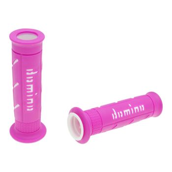 handlebar grip set Domino A250 on-road pink / white open end grips