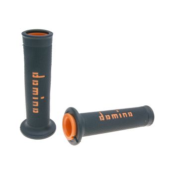 handlebar grip set Domino A010 on-road black / orange open end grips