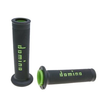 handlebar grip set Domino A010 on-road black / green open end grips