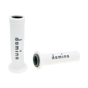 handlebar grip set Domino A010 on-road white / black open end grips