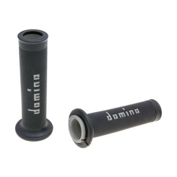 handlebar grip set Domino A010 on-road black / grey open end grips