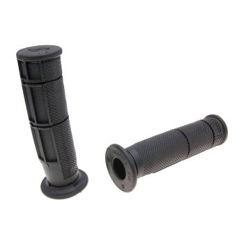 handlebar rubber grip set Domino half waffle quad, ATV thumb throttle 22/22mm - black