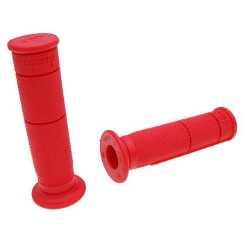 handlebar rubber grip set Domino half waffle quad, ATV thumb throttle 22/22mm - red