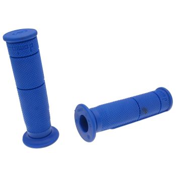 handlebar rubber grip set Domino half waffle quad, ATV thumb throttle 22/22mm - blue