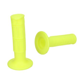 handlebar rubber grip set Domino 1150 off-road half waffle neon yellow