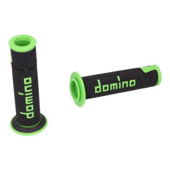 handlebar grip set Domino A450 on-road racing black / green open end grips