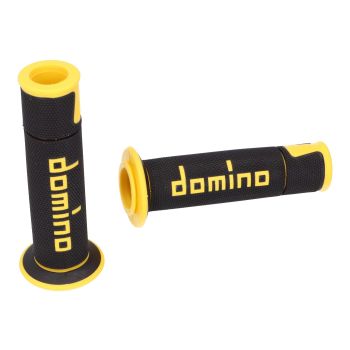 handlebar grip set Domino A450 on-road racing black / yellow open end grips