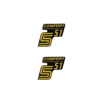 logo foolium / kleebis S51 Comfort must-kollane 2 tükki Simson S51 jaoks