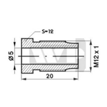 Piduritoru otsik M12X1 L=20,0 sw12