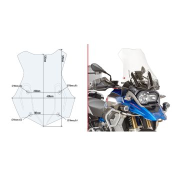 Givi Specific screen, transparent 43,5 x 43 cm (HxW) R1200GS/R1250GS 16-19