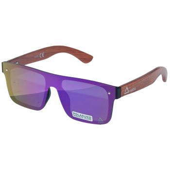 AMOQ Burst Sunglasses PLRZD Wood-Purple Red Mirror