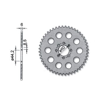 Forte Rear sprocket, 48 teeth (420), Ø44mm, MBK X-Limit 98-03 / Yamaha DT50 -03