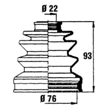 Veovõlli tolmukate 22 x 76 x 93
