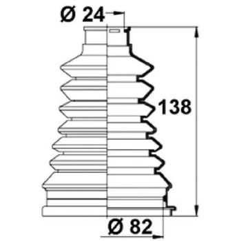 Veovõlli tolmukate 24 x 82 x 138