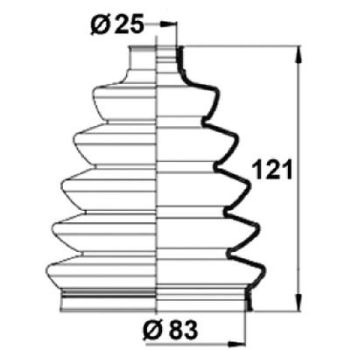 Veovõlli tolmukate 25 x 83 x 121