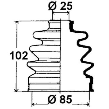 Veovõlli tolmukate 25 x 85 x 102