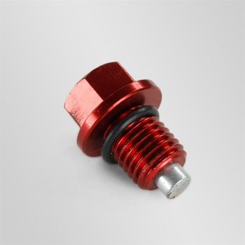 Bouchon de vidange aluminium aimante rouge