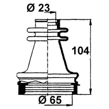 Veovõlli tolmukate 23 x 65 x 104